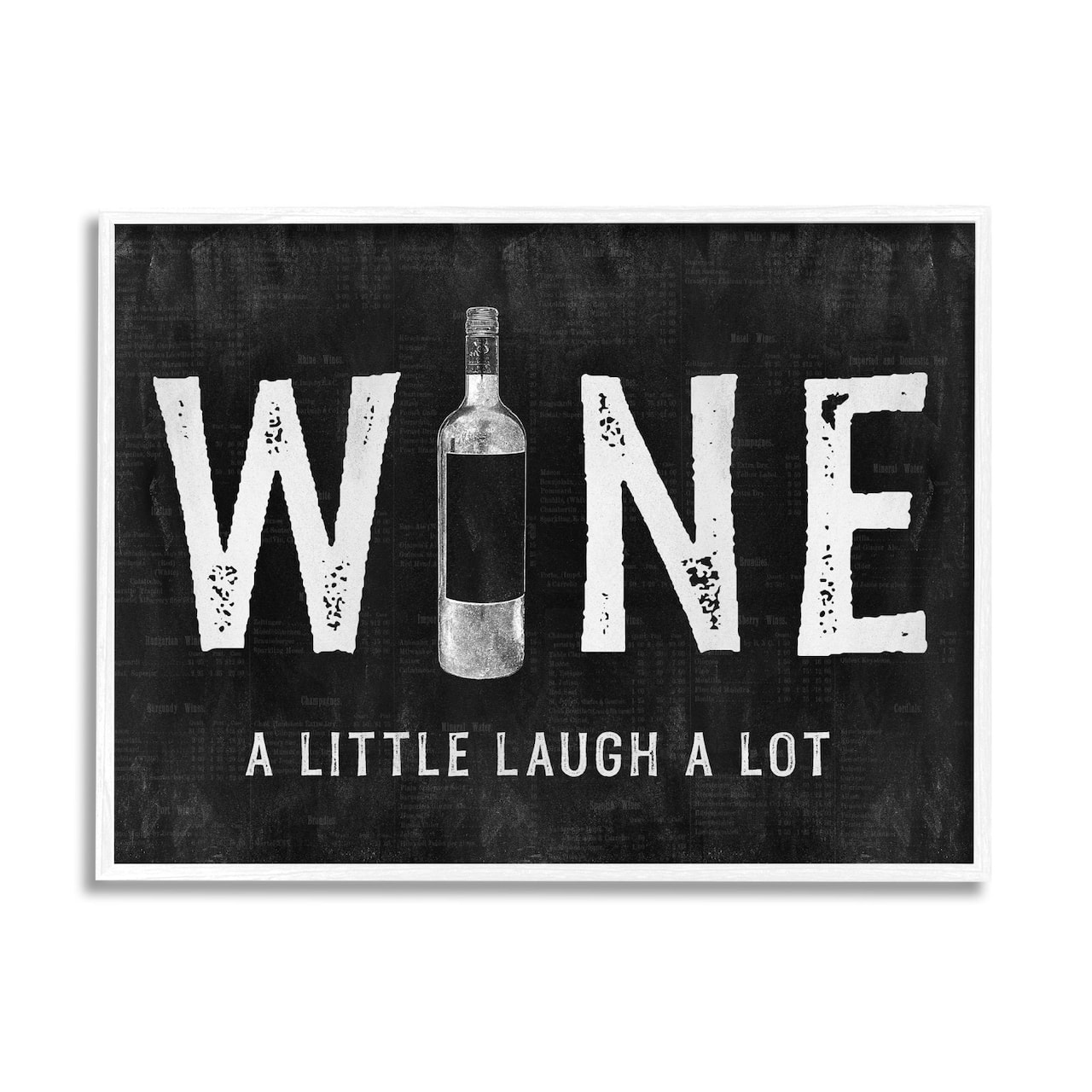 Stupell Industries Wine A Little Laugh A Lot Bottle Typography Framed Wall Art